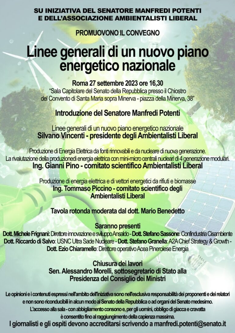 Linee generali di un nuovo piano energetico nazionale